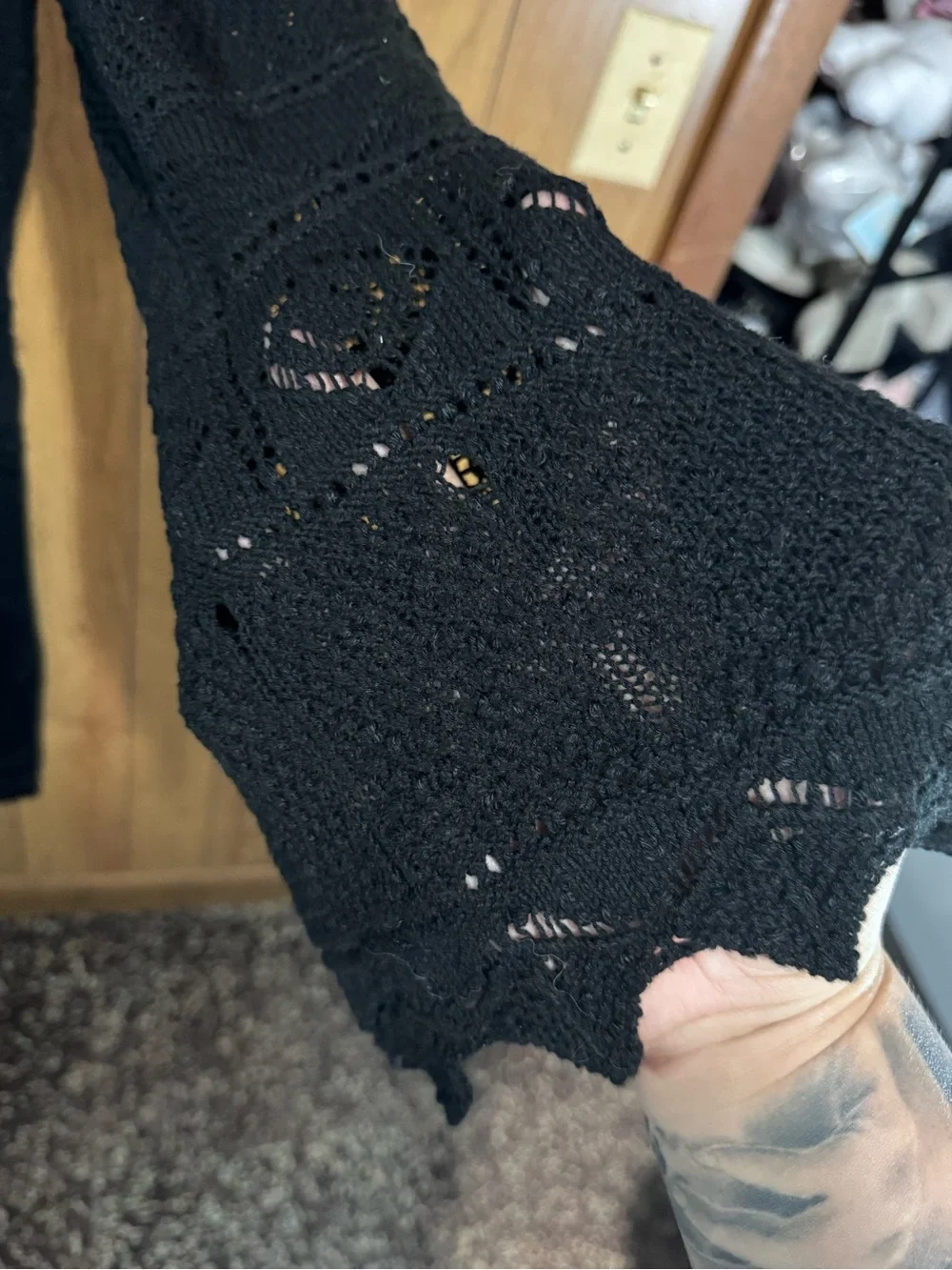Torrid Nightfall Black Crochet‎ Knit Long Sun Dress Size 1-1X NWT